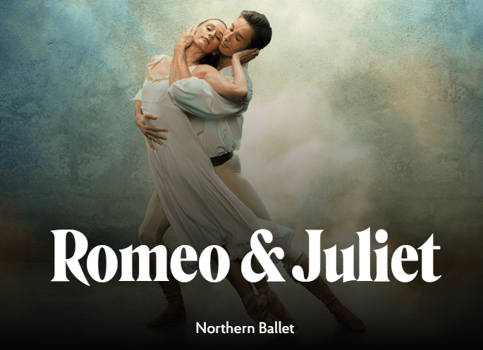 Decorative image. Contains an image of 2 people dancing with the text Romeo and Juliet.