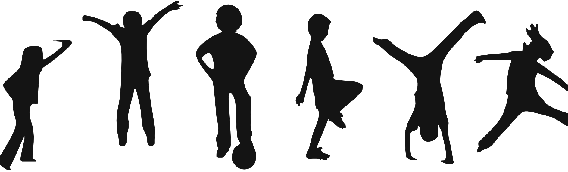 silhouettes of sporty young people  