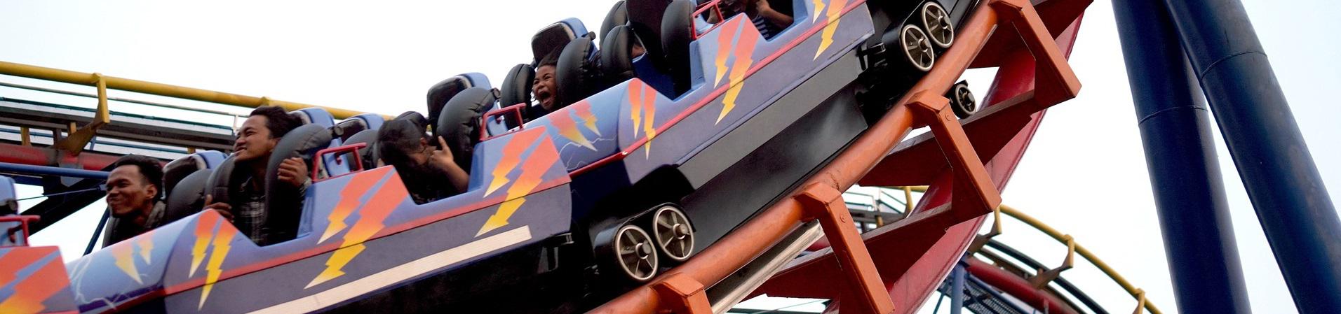 People on a rollercoaster