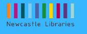 Newcastle libraries logo on a blue background