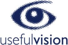 Useful vision logo with a blue eye.