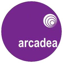 purple circle with the word arcadea written inside in white writing
